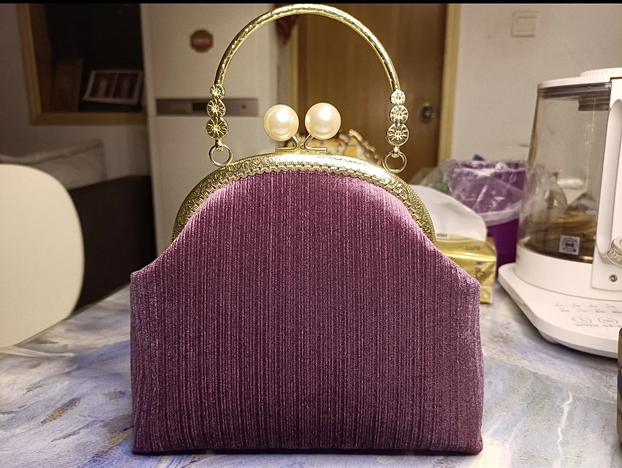 Perso nella borsa da donna Vintage con decorazioni in nastro ricamato con fiori in feltro borsa da sera con fiori cuciti a mano borsa da sposa da