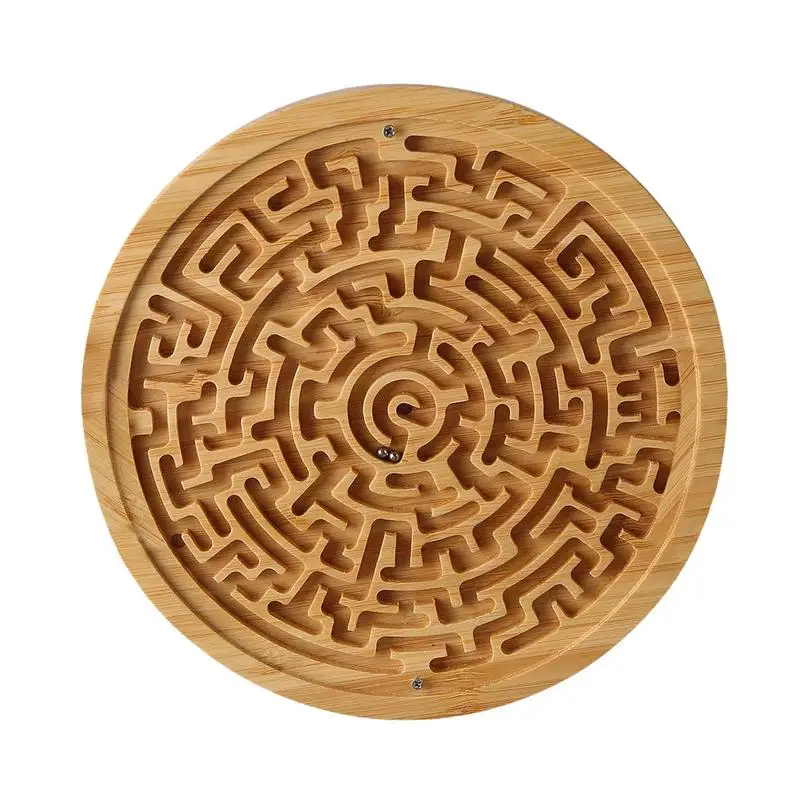 Round Maze Board game Wooden Labyrinth Puzzle Game Carefully Polished Educational Toys for Teenager Adult Toddler Children