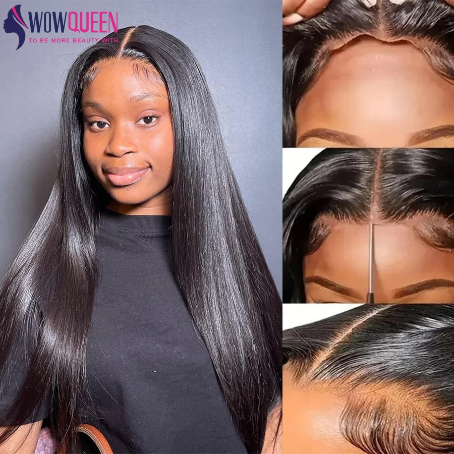 Glueless Straight 28 30 Inch Wig Human Hair Ready To Wear Pre-Cut 4X4 Lace Closure Wig For Women Brazilian Glueless Frontal Wigs