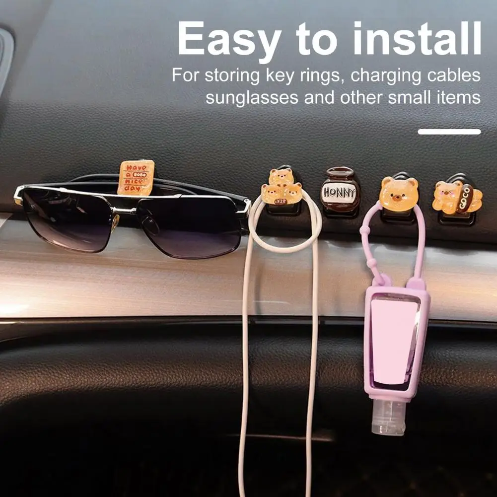 Easy Installation Mini Hooks Car Mini Hooks Cartoon Shape Adhesive Anti-slip Hangers Organizer Auto Accessories for Great Load