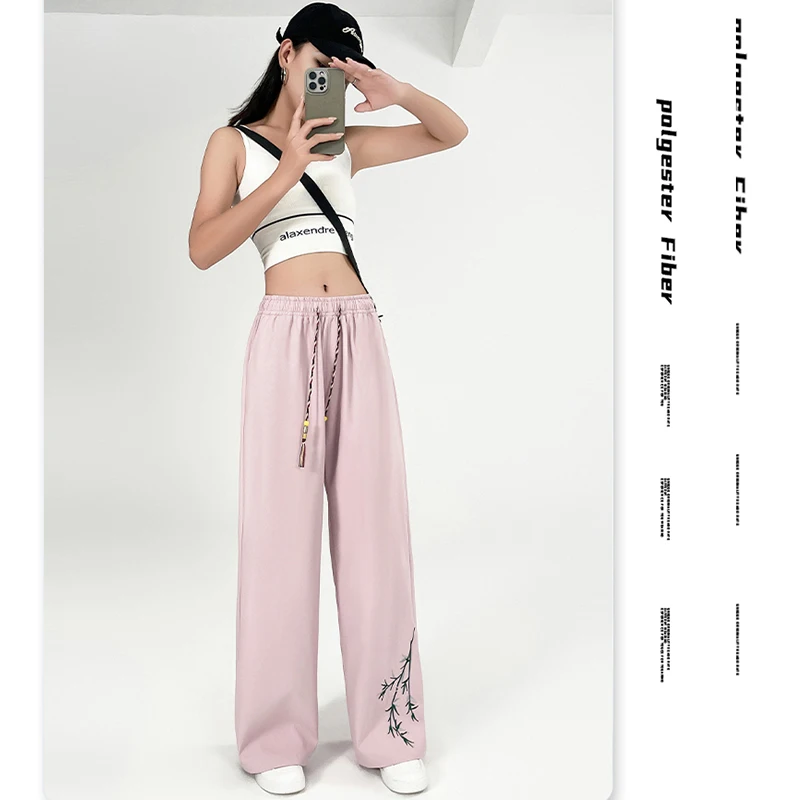 

Embroidery Sweatpants Women Wide Leg Pants Casual Oversized Sports Trousers Korean Fashion Streetwear Vintage Straight Joggers