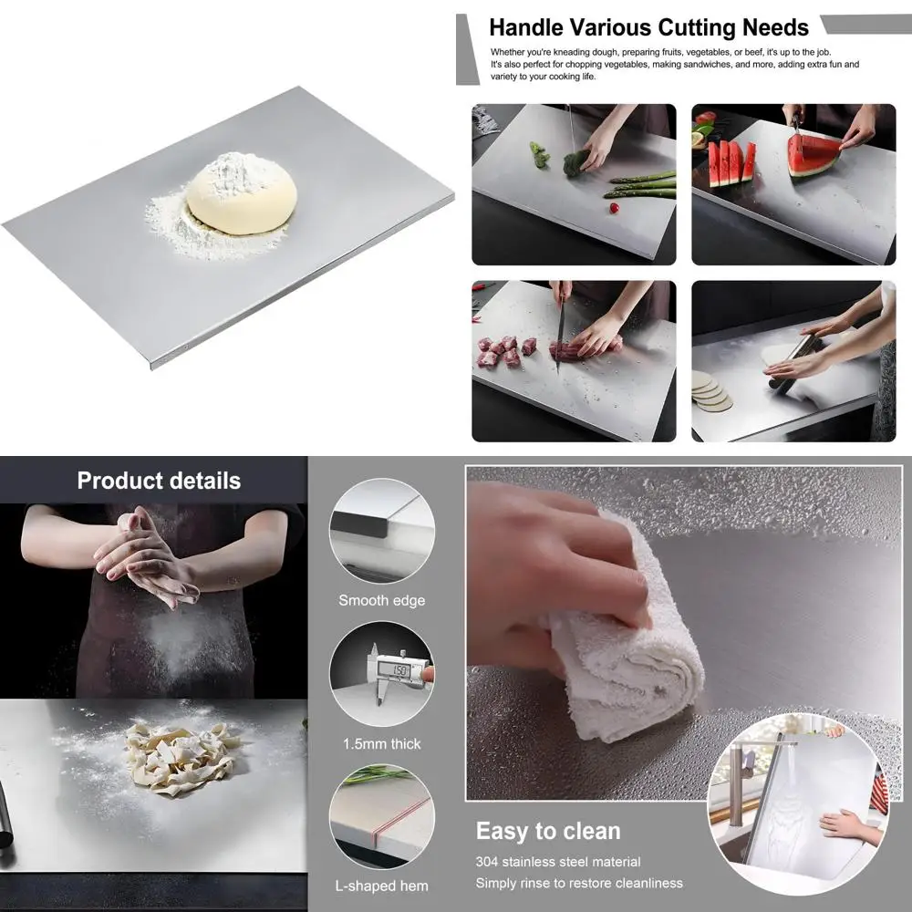 

Stainless Steel Chopping Boards - Non-Slip, Dishwasher Safe Kitchen Cutting Boards for Meat, Vegetables, and More
