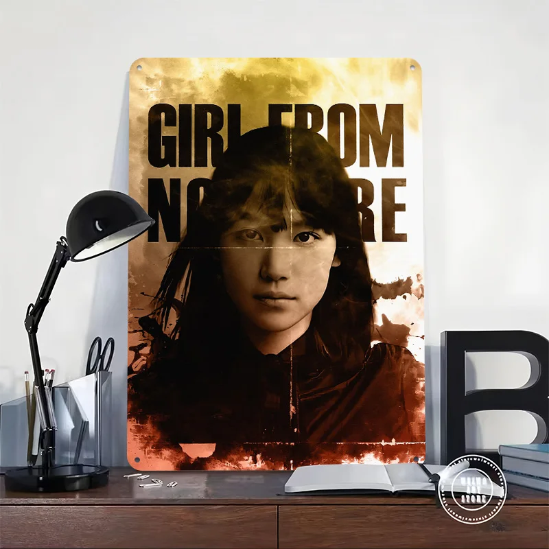 Girl From Nowhere Movie Printed Poster Customized Retro Wall Art Vintage Metal Tin Signs for Bedroom Decoration Gaming House