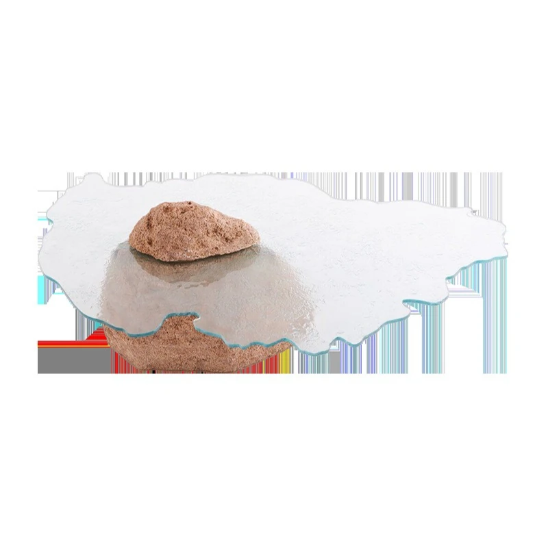 

Современный простой и креативный журнальный столик, низкий столик из закаленного стекла нестандартной формы для гостиной в стиле лава.