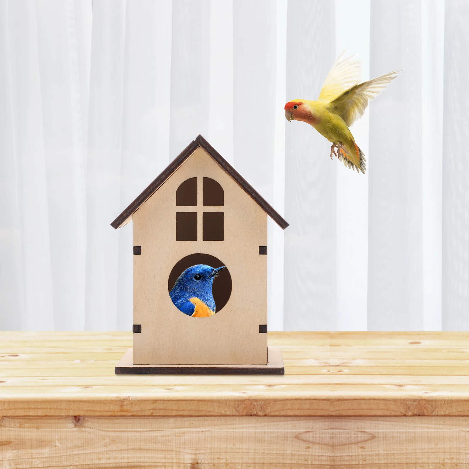 

2pcs Wooden Bird Nest Diy Wood Parrot House For Breeding Outdoor Hut Bed Craft Pet Supplies Garden Bird Shelter Incubation Box