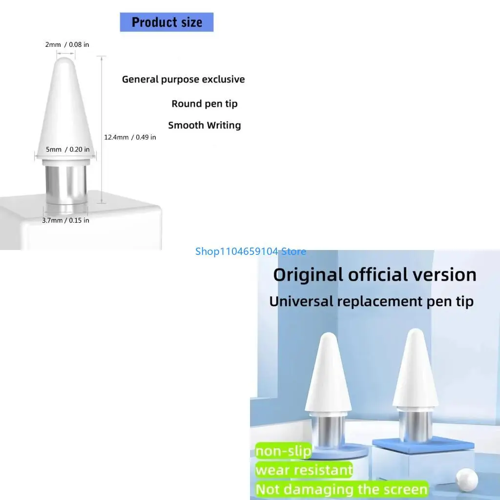 

2Pcs Replacement Tip for Pencil 1st/2nd Fine Point Tip Wear Resistant Precise Control Drawing Writing Accessories