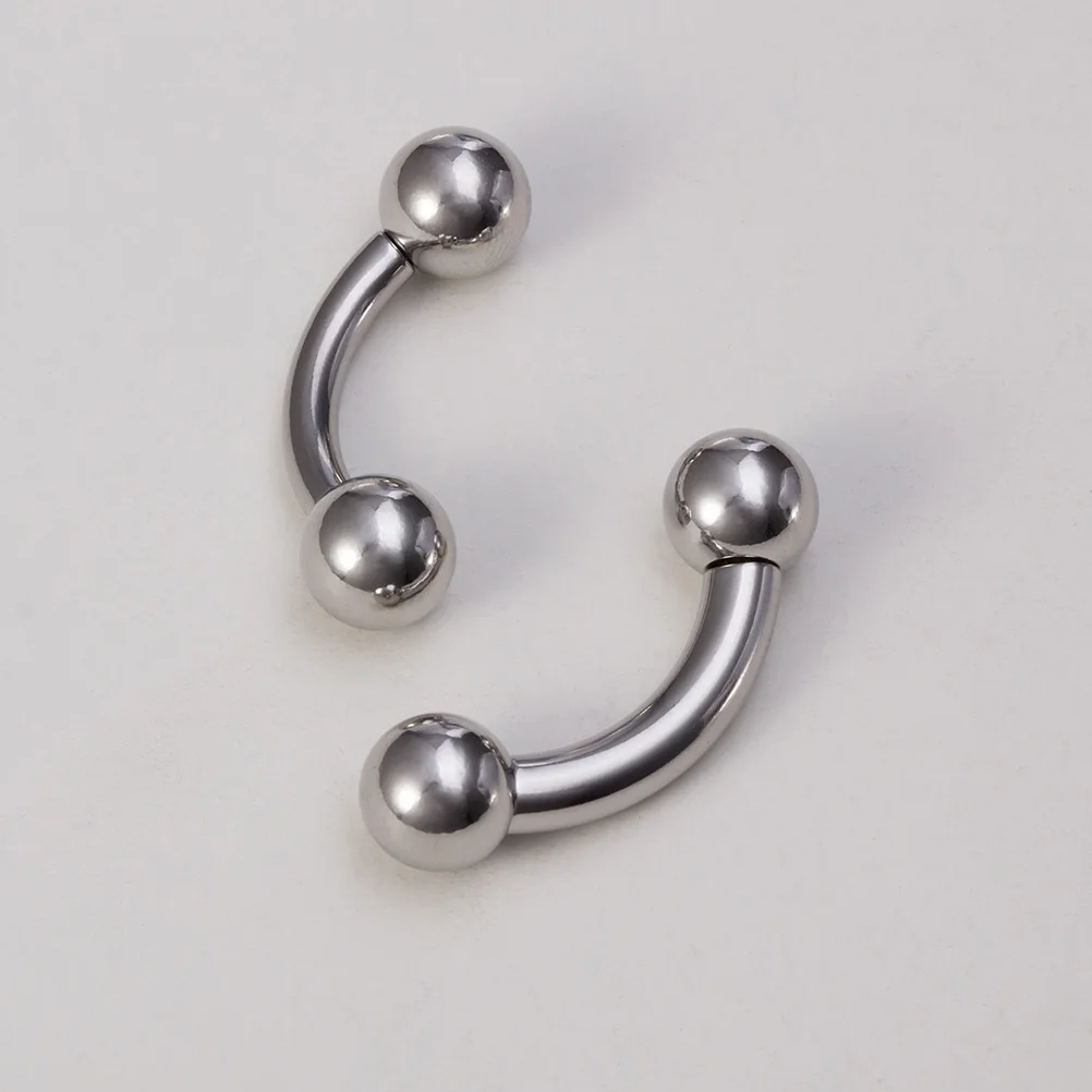 1pc Big Size Surgical Steel Eyebrow Tragus Earrings Nipple Rings Tongue PA Piercing Jewelry Internally Threaded Curved Barbell view 5