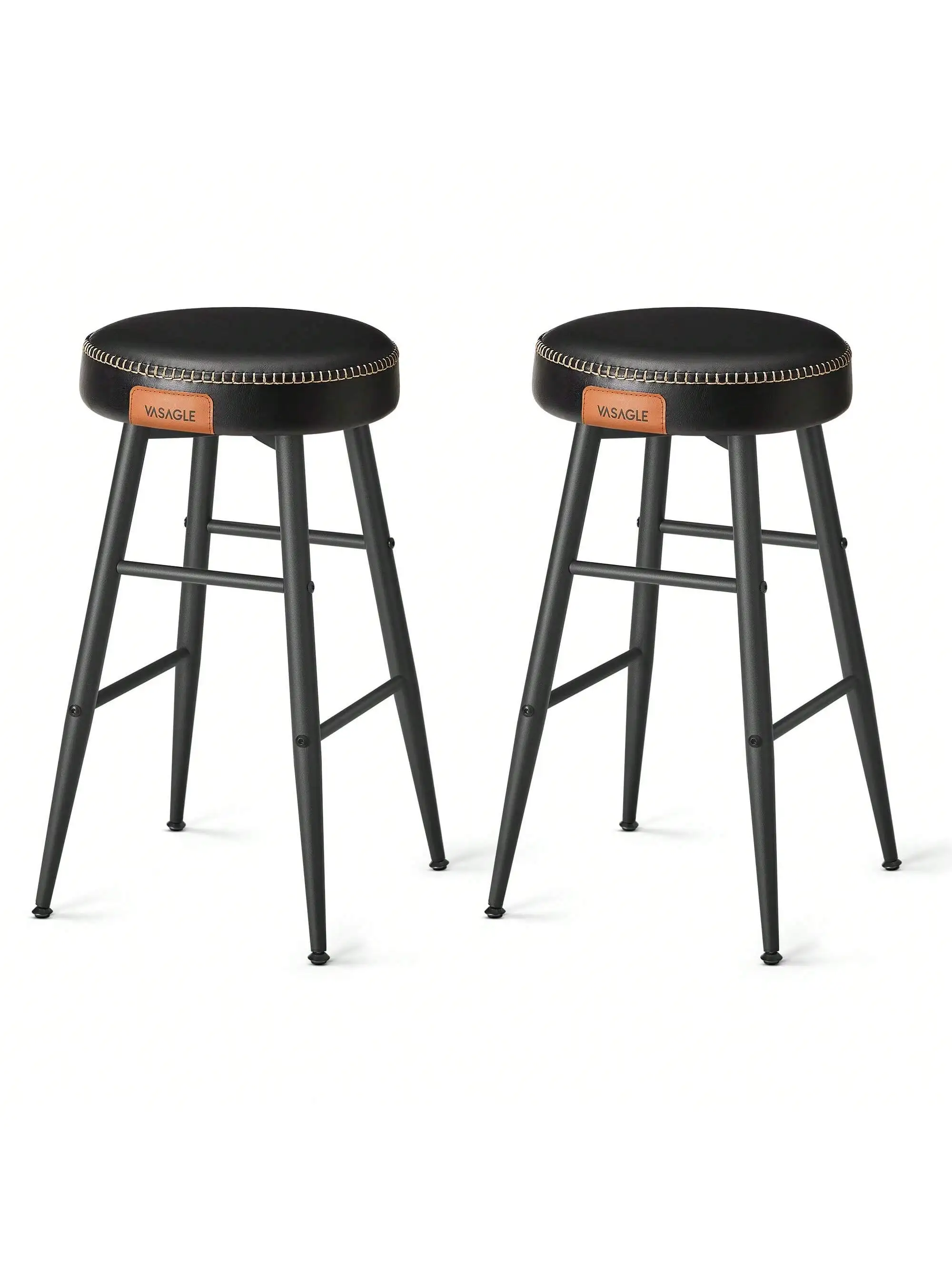 VASAGLE EKHO Collection - Bar Stools Set Of 2, Counter Height Bar Stools, Kitchen Counter Stools, Mid-Century Modern Backless