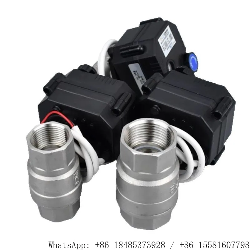 IP67 Waterproof Mini Electric Ball Valve, 304 Stainless Steel Two-Way Normally Closed Motorized Valve with Manual Override