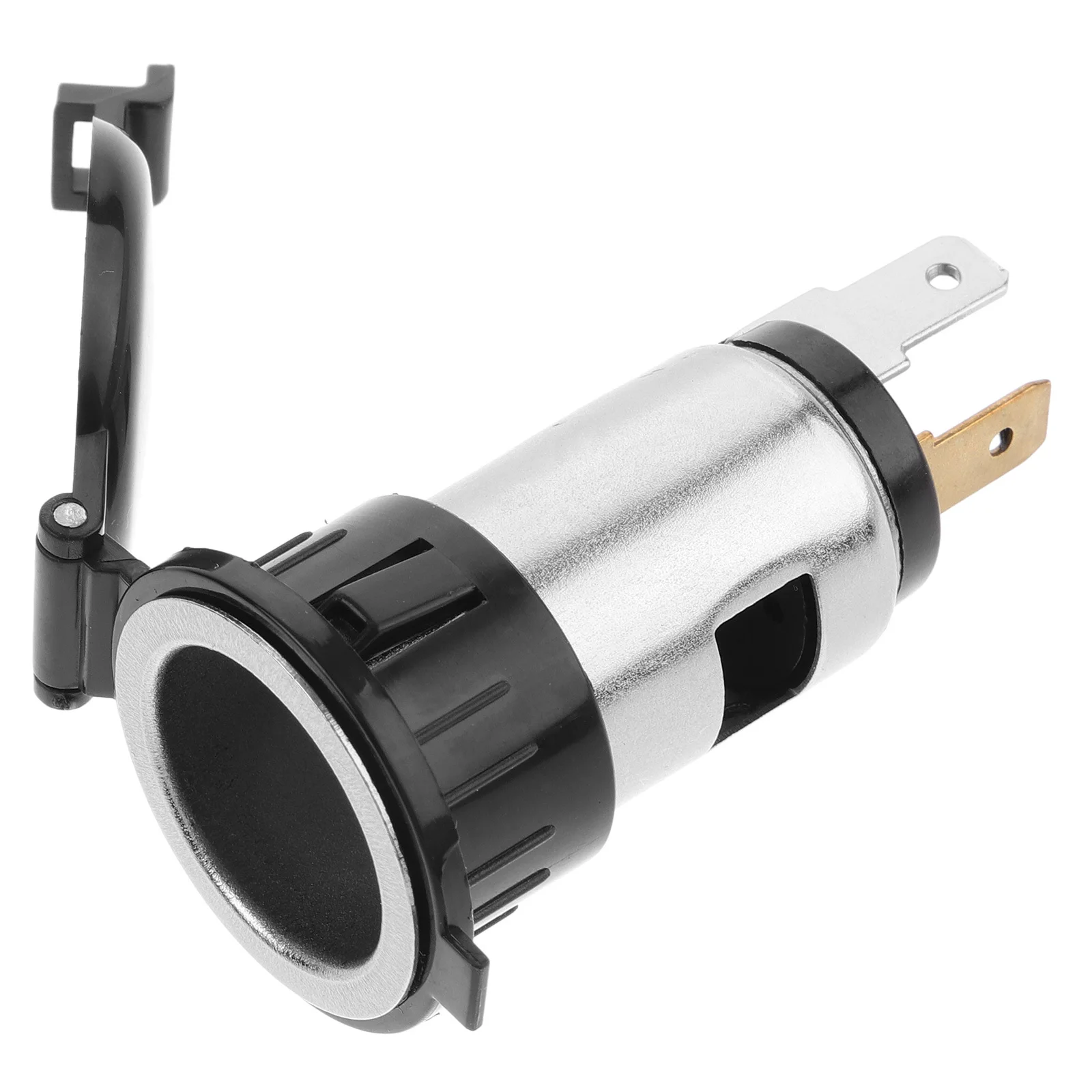 

12V 120W Metal Cigarette Lighter Socket Black Silver Durable Plastic Metal Waterproof Dustproof Fireproof for Charging Devices