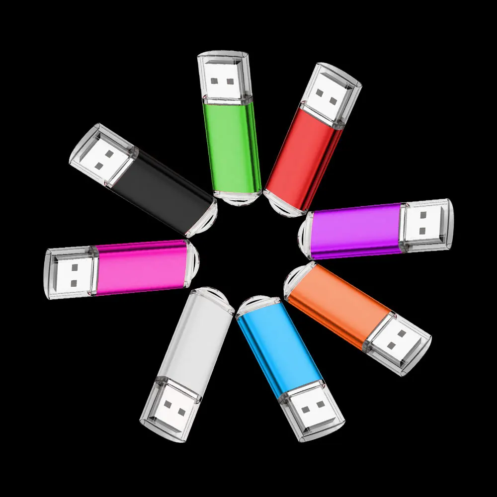 50pcs Harga Grosir Flash Drive Metal Usb 2.0 4GB 8GB Pendrive 64GB Memory Stick Logo Gratis Hadiah Tahan Air U-disk dengan rantai