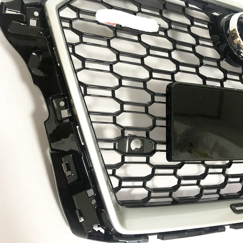 Car Front Bumper Grill Center Grille with ACC Hole Carbon Style for Audi A3/S3 8V 2017 2018 2019 (Refit for RS3 Style)