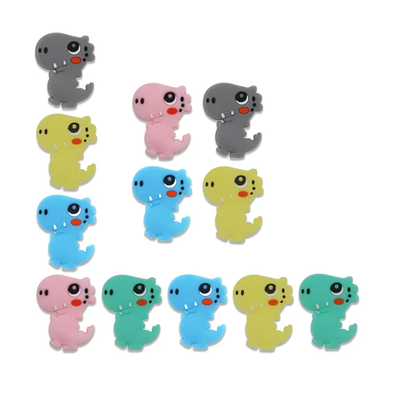 5 قطعة ديناصور صغير سيليكون الخرز الكرتون الحيوان التركيز الخرز DIY بها بنفسك مصاصة سلسلة حبة القلم اكسسوارات لصنع المجوهرات #2