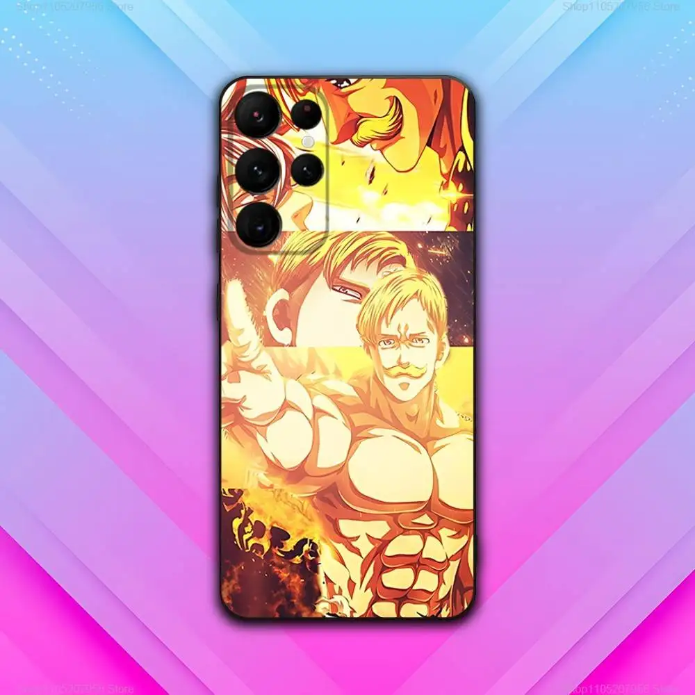 E-Escanor Comics Arrogant untuk Samsung S30,S25,S24,S23,S22,S21,S20,Fe,Lite,5G,Ultra,Plus, Casing Ponsel Hitam Ultra Tipis