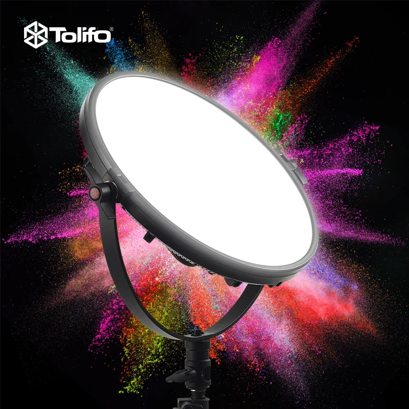 

TOLIFO R-S60RGB Studio Photography Fill Light APP Control Round Panel Soft Full Color RGB LED Video Light Support DMX512