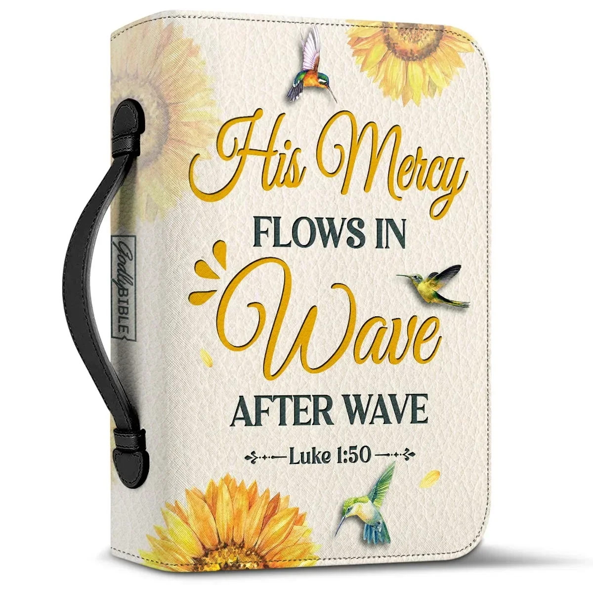 Pretty Sunflower Hummingbird Print Ladies Bible Bags His Mercy Flows in Wave Bible Poery Women Holy Cover Case Leather Handbags