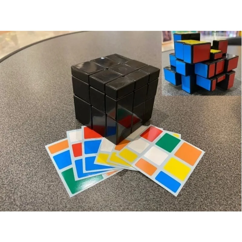 Calvin's puzzle 3x3 cubo espelho de terror 3x3x3 cubo corpo preto com diy adesivos de 6 cores fundido revestido cubo mágico brinquedos engraçados