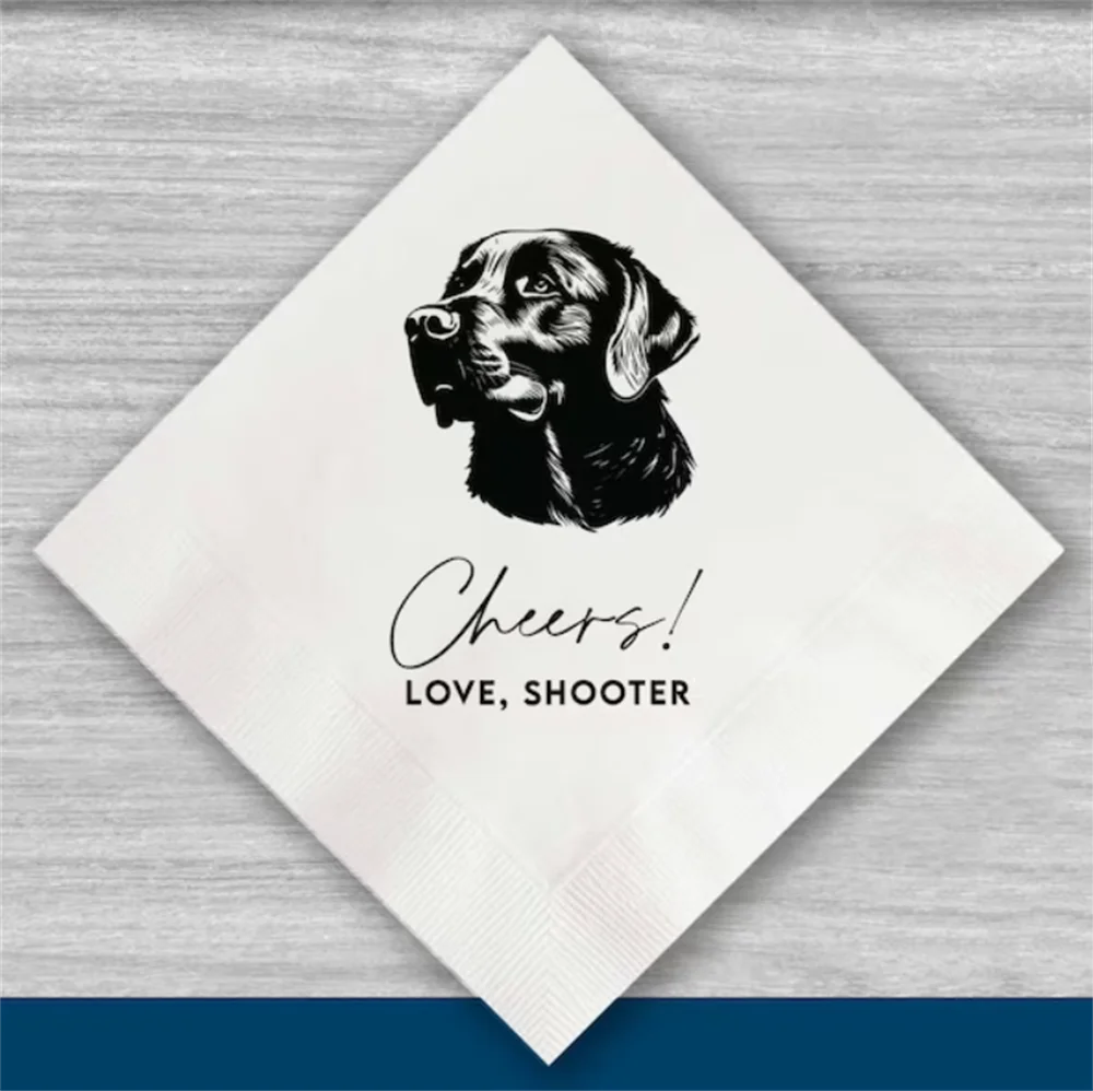 

50PCS Custom Pet Dog Wedding, Bridal Shower, Rehearsal Dinner, Engagement Party and Bar Cocktail Napkins