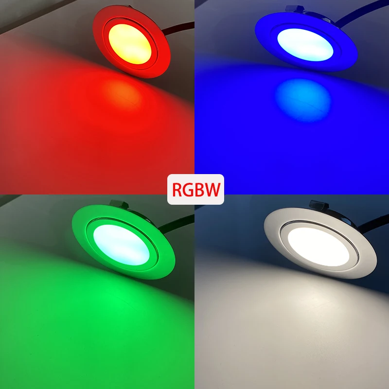 Wpuszczany 3W Rgbw Led Mini Downlight ze sterownikiem 100V-265V Szafka naziemna Monitor Stage KTV Sky Spotlight 12V Zdalne ściemnianie