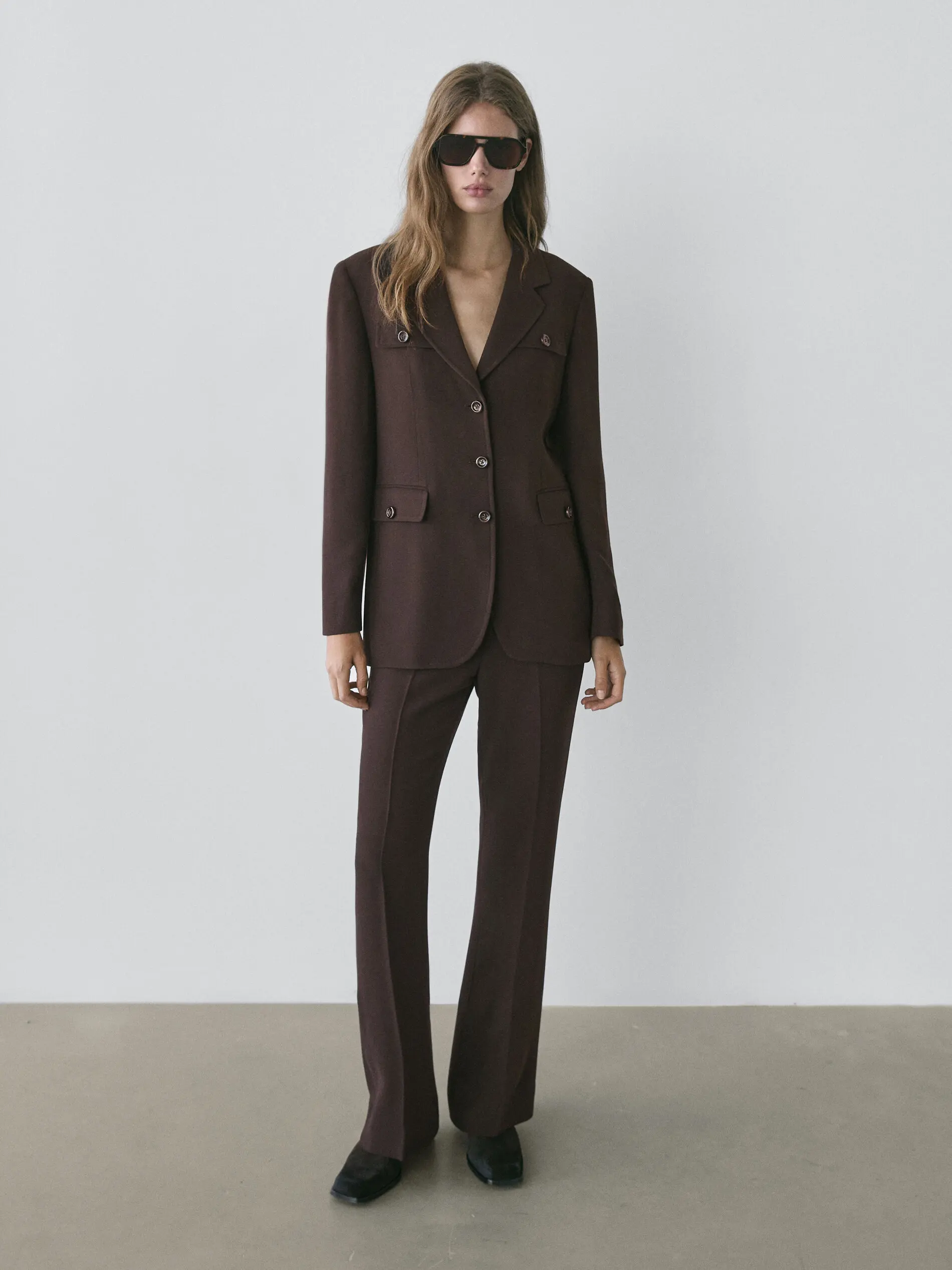 Allingentle Elegant Long Pants Suit for Women 2 Piece Set Single-Breasted Blazer Peak Lapel Style Office Work Outfits Customize
