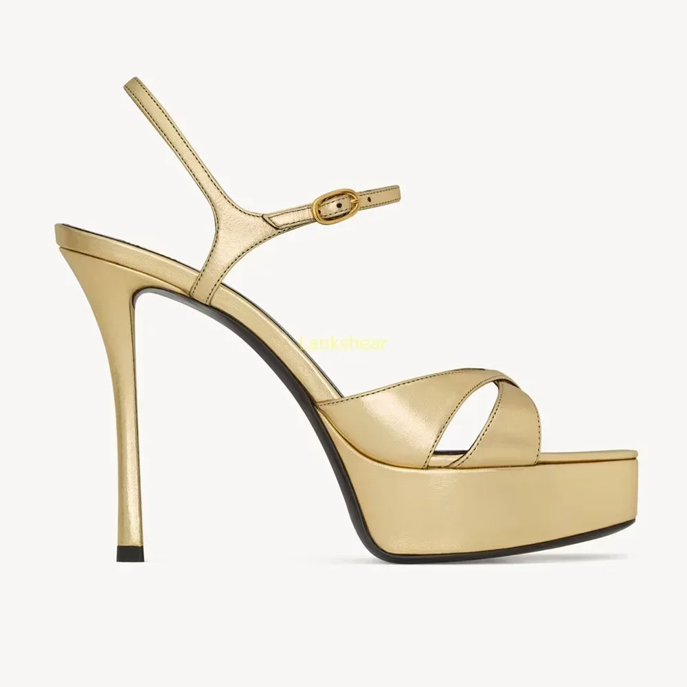 Cross Tied Square Toe Leather Sandals Sexy Square Toe Slingback Buckle Strap New Arrivals Fashion Women Runway Shoes
