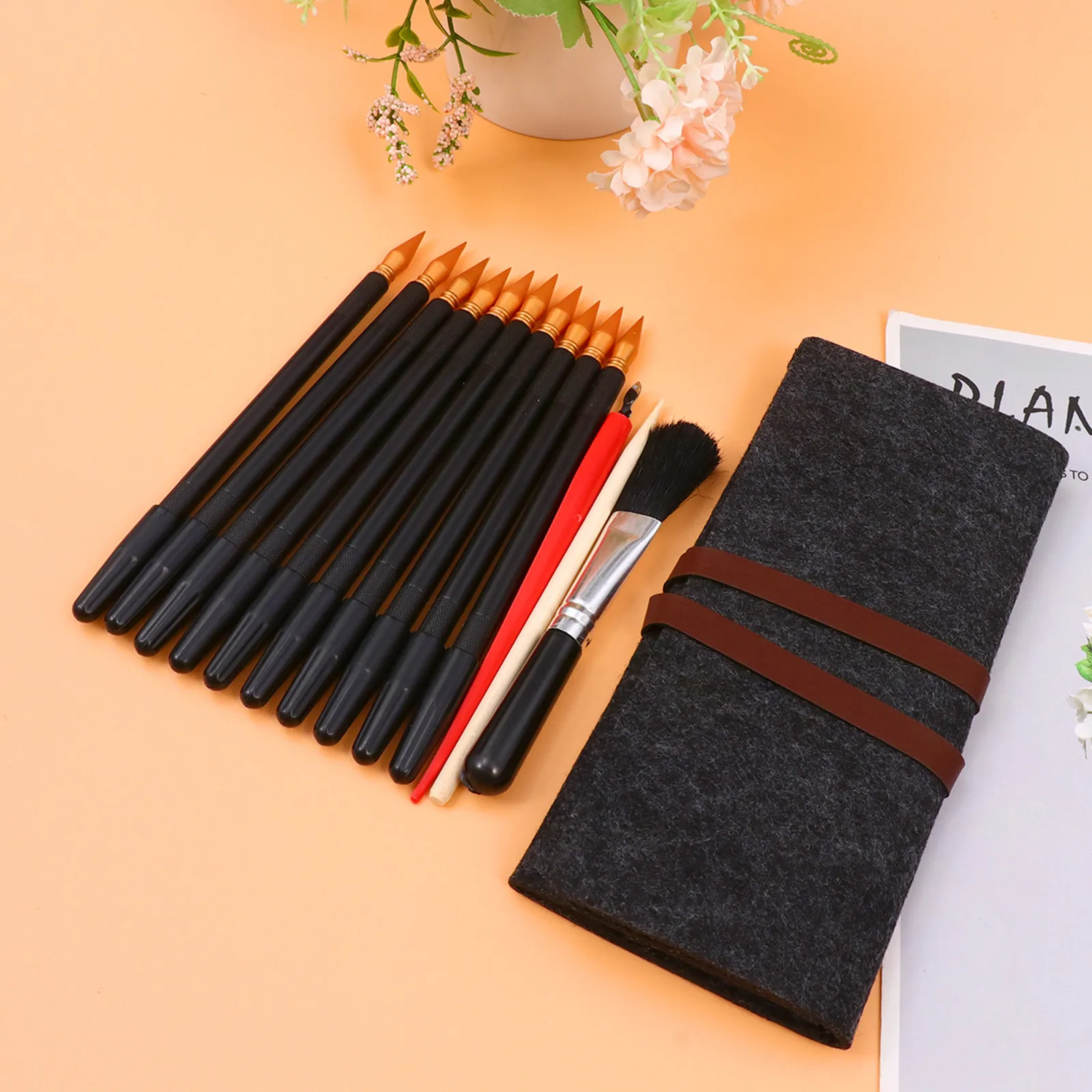 14Pcs Scratching Drawing Tools Kit Dual Tip Stylus Bamboo Stick Scraper Brush for DIY Rainbow Painting Adults