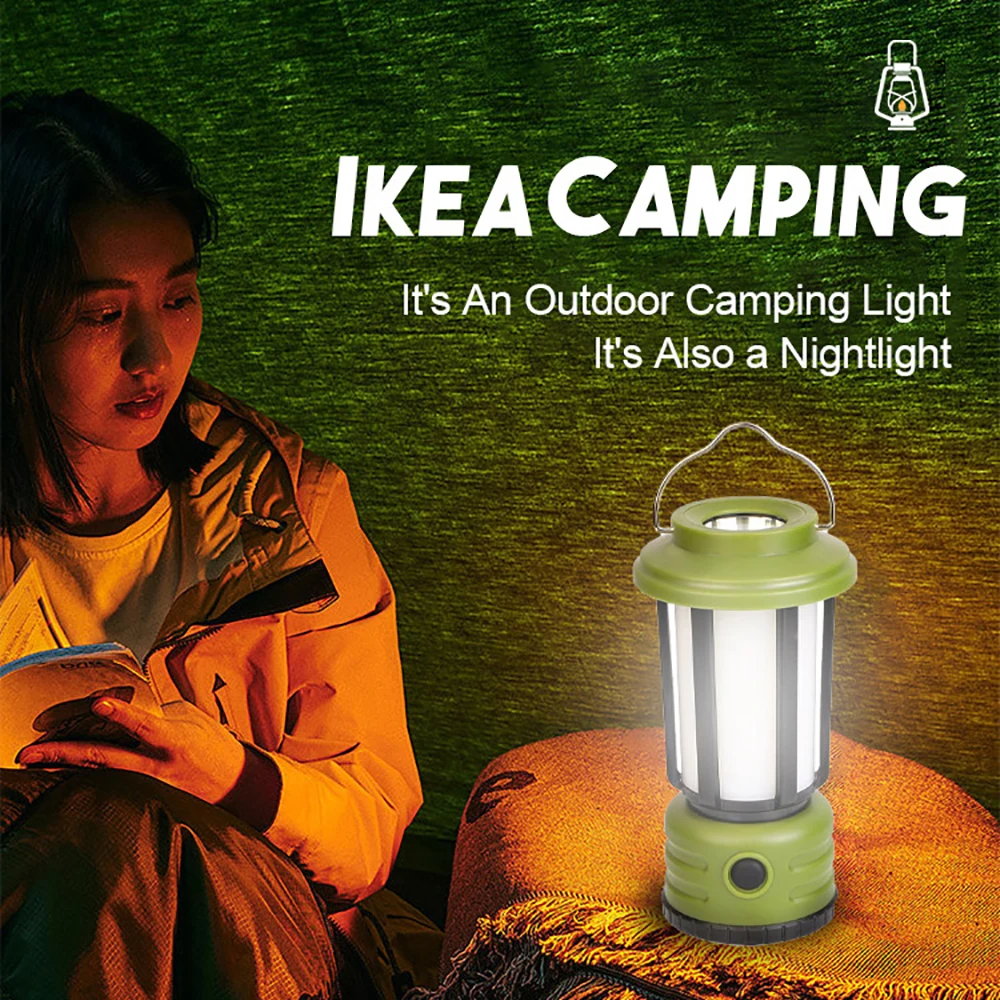 LED Camping Lantern Waterproof Flashlight Portable Multifunctional 5 Lighting Modes Hanging Emergency Lamp Outdoor Tent Light