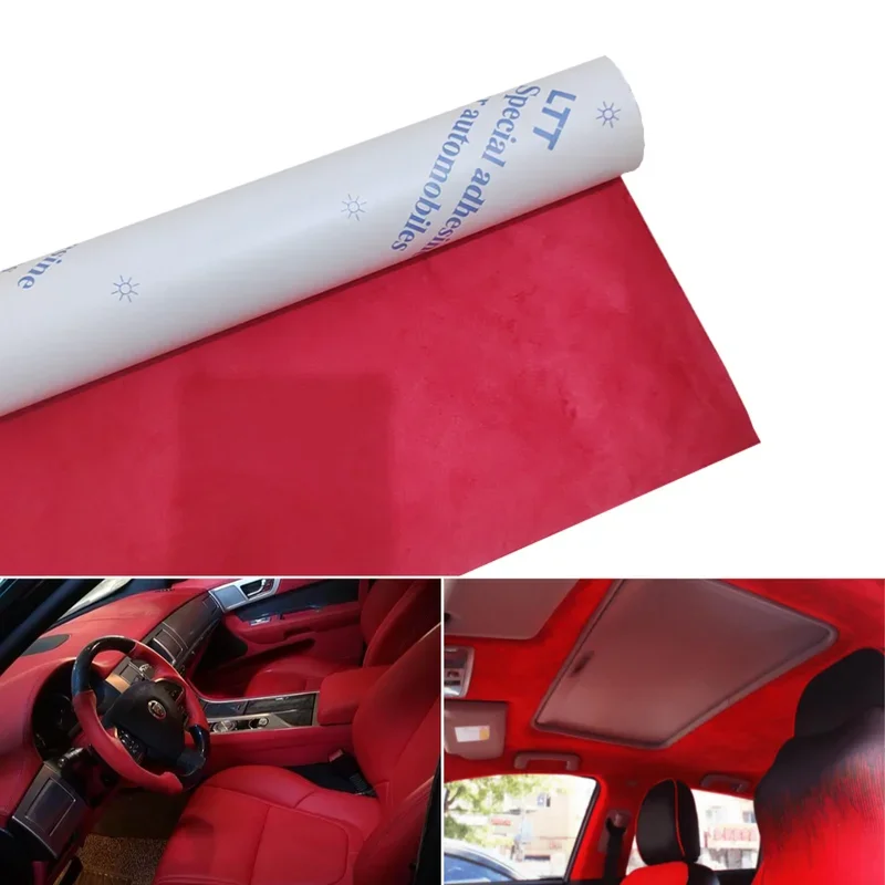 

Красная замшевая ткань, самоклеящаяся рулонная ткань для модификации салона автомобиля, дверная панель, верстак, ткань для самостоятельного изготовления