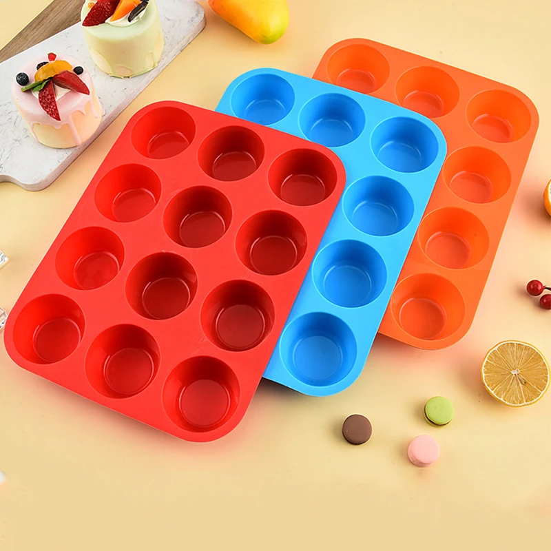 

FAIS DU 12 Holes Muffin Silicone Mold DIY Mousse Fondant Cupcake Baking Molds Non-Stick Pudding Steamed Cake Mold Baking Tool