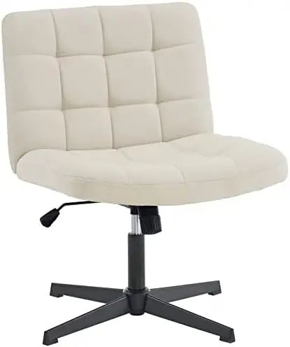 

Wide Armless Desk Chair No Wheels, Mid Back Criss Cross Chair for Office, Modern Swivel Cross Legged Chair, Height Adjustable Wi