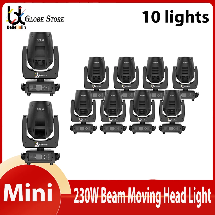 No Tax 10x Mini 7R 230W Beam Moving Head Lighting Frost Rainbow Effect Fight Case Optional  DJ Nightclub Show stage lighting DJ