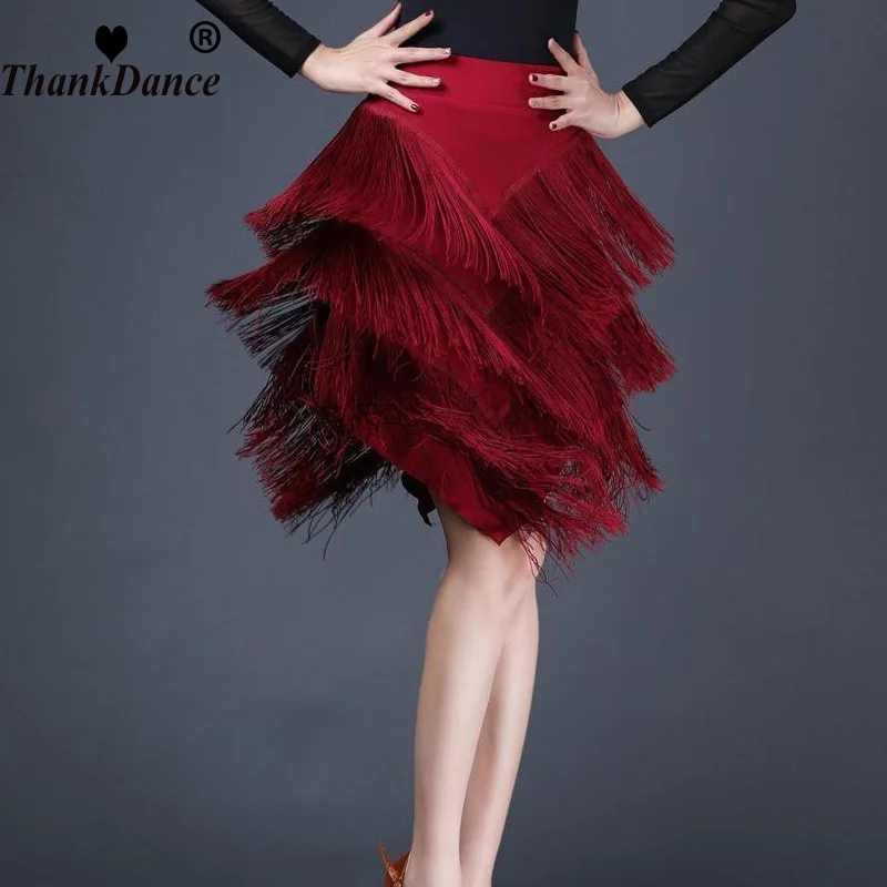เต้นรําละติน Cha Cha Samba Rumba เครื่องแต่งกาย Fringe Latin Dance กระโปรง