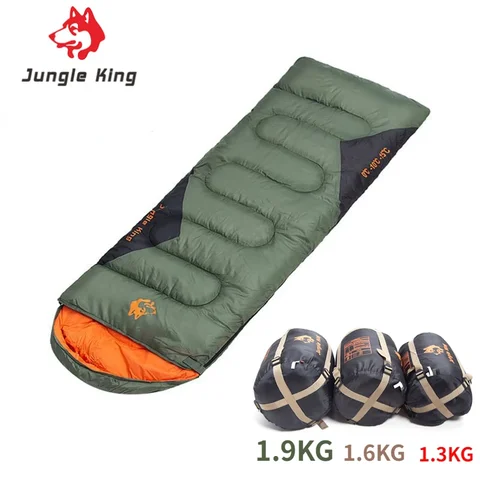 JUNGLEKING 캠핑 침낭 초경량 방수 겨울 따뜻한 봉투, 야외 여행 하이킹용 배낭 침낭