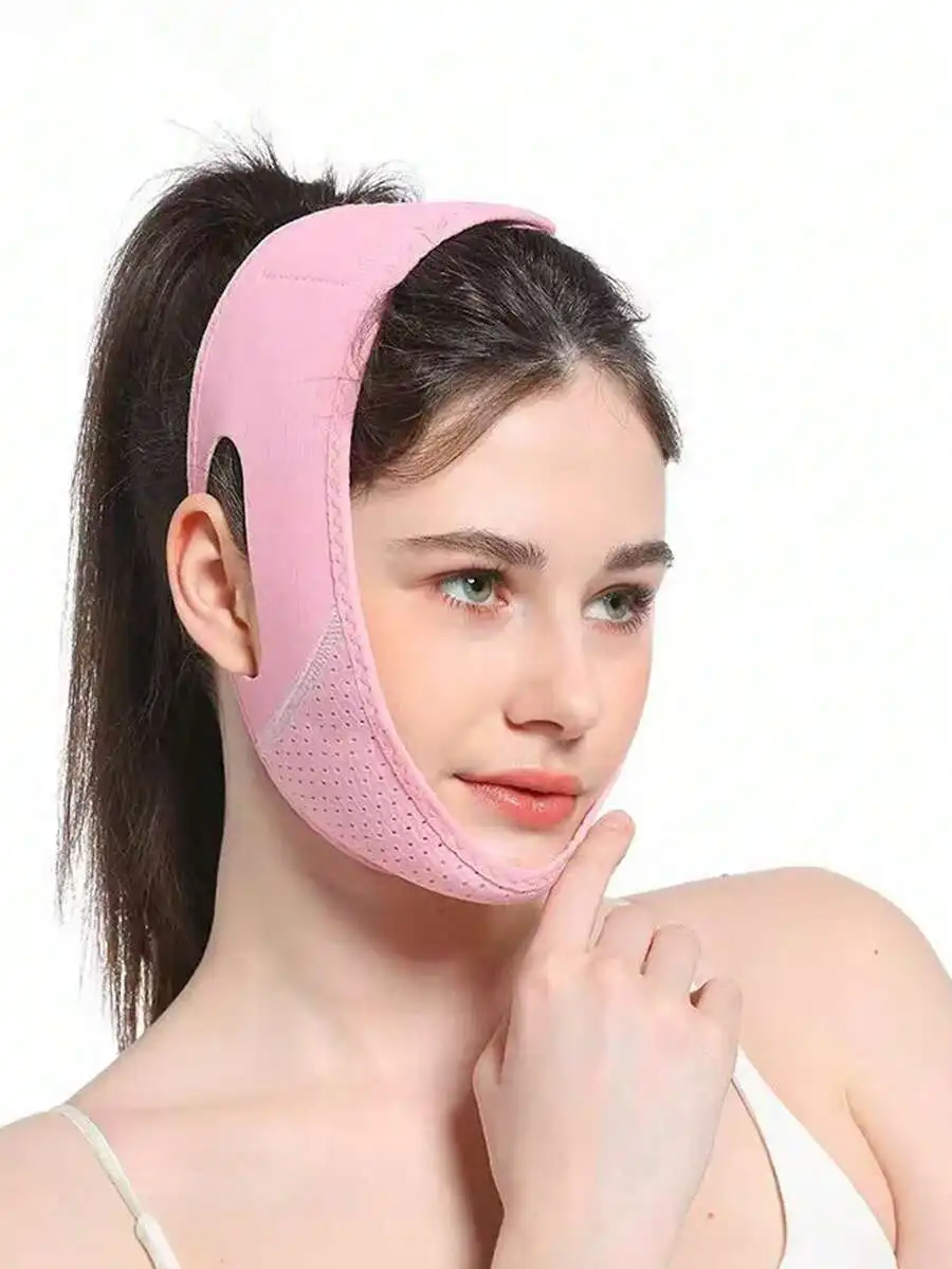Mascarilla Facial en Forma de V para Dormir, Banda Facial Transpirable para Mujeres