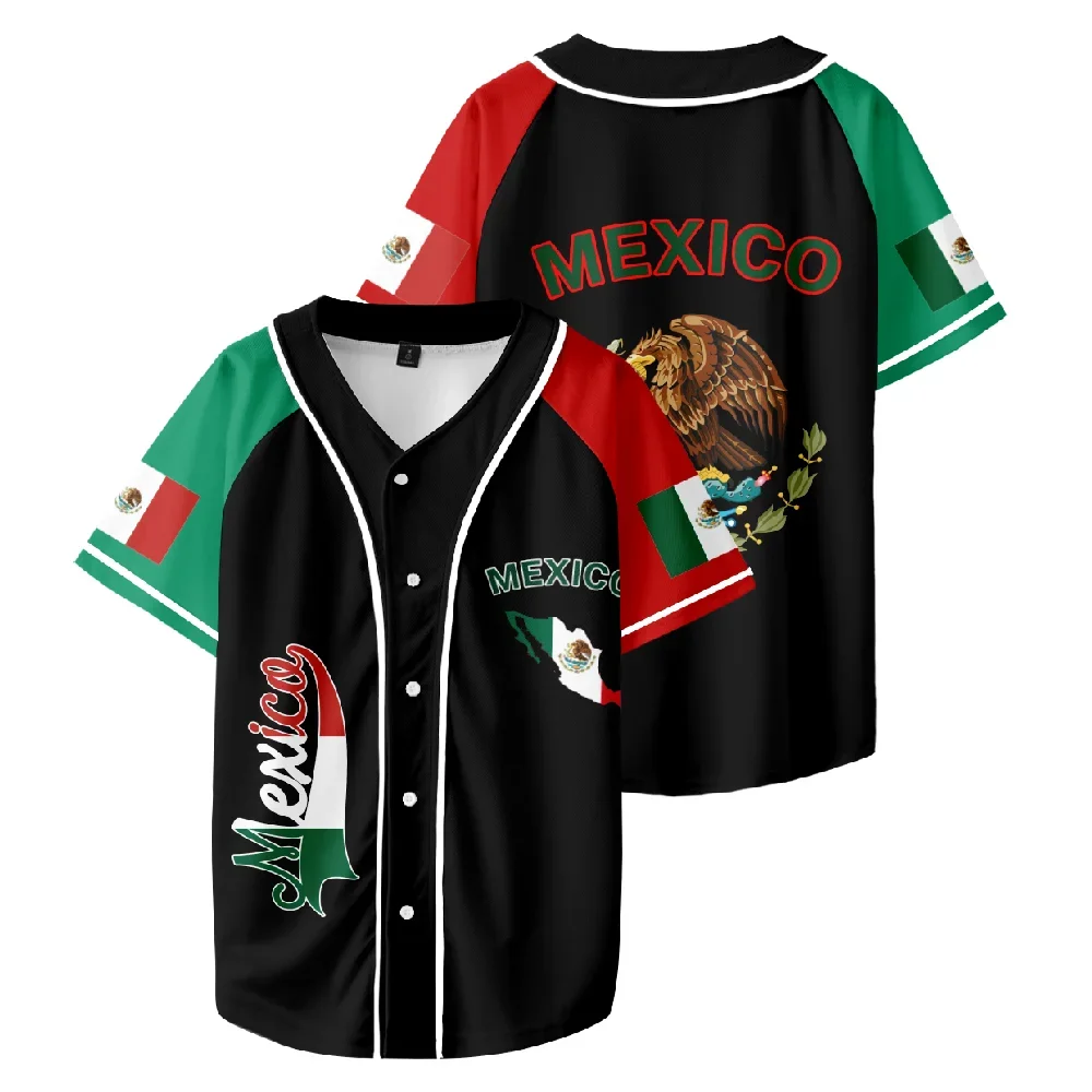 Mexico Flag Short Sleeve T-shirt Baseball Jersey Streetwear Hip Hop Baseball Uniform Casual Sportswear Fashion Clothes