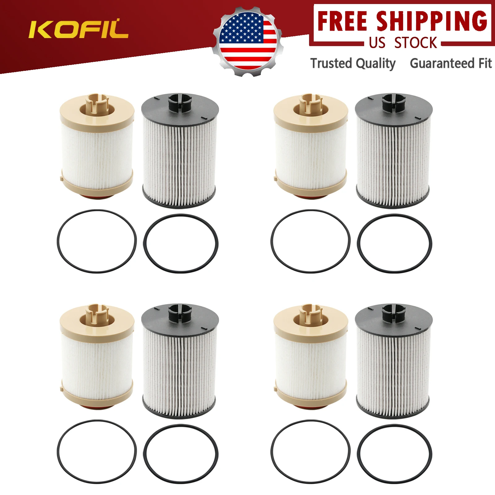 

4PCS FD4617 Fuel Filter for 2008-2010 Ford F250 F350 F450 F550 Super Duty 6.4L Powerstroke Diesel Fuel Filter