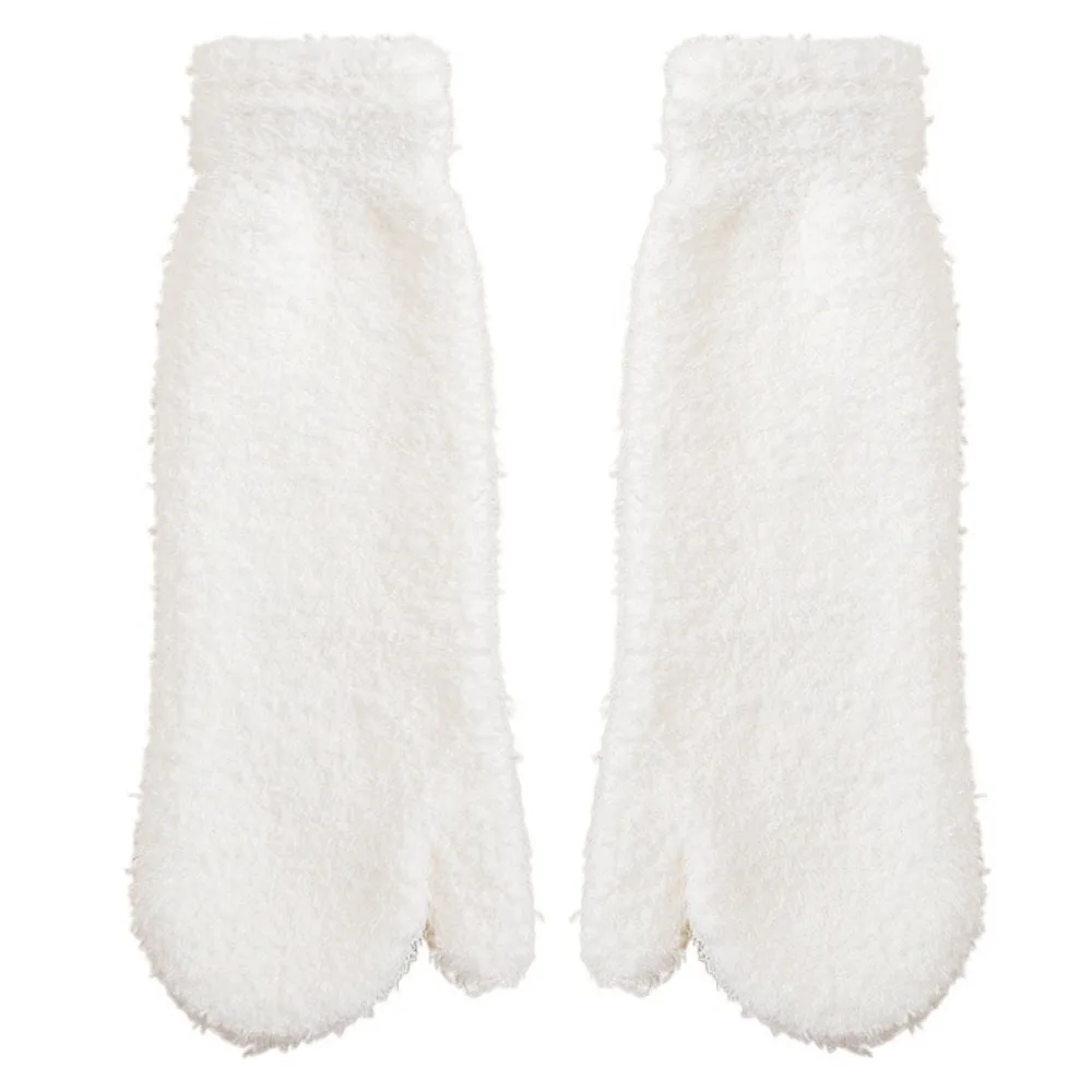 

Kawaii Thickened Warm Two Toe Fleece Socks Sleeping Mid Tube Separate Toe Socks Simple Hosiery Floor Socks Winter Autumn