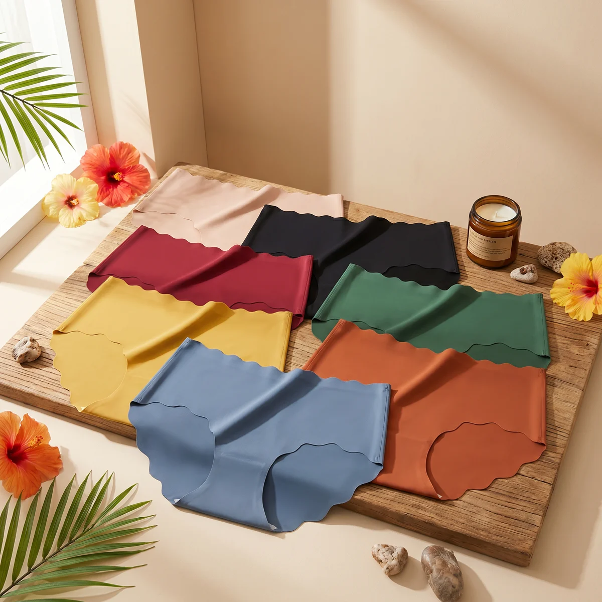 Conjunto de 7 Calzones Femeninos Sin Costuras Invisibles, Cintura Alta Ultrafina, Colores Sólidos, Ropa Interior Ligera y Cómoda