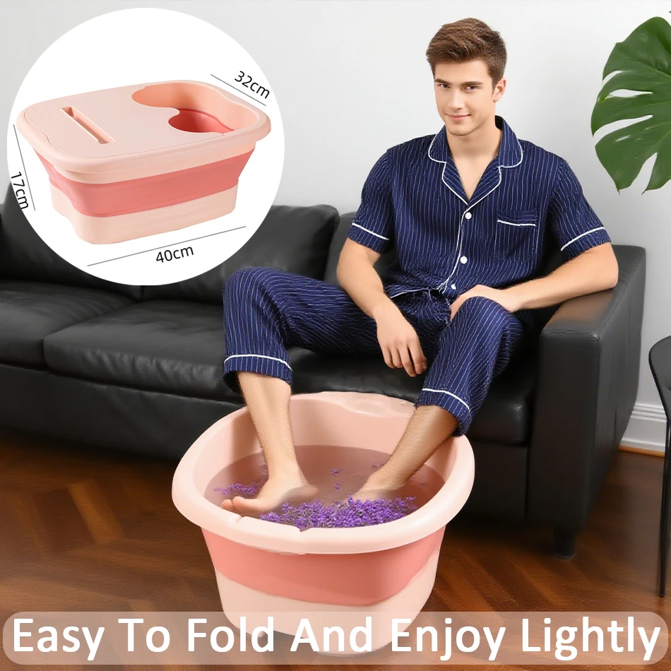 

Foldable Foot Bath Tub–Portable, Covered Basin With Ergonomic Design, Silicone Thickening Suitable For Travel And Home Use