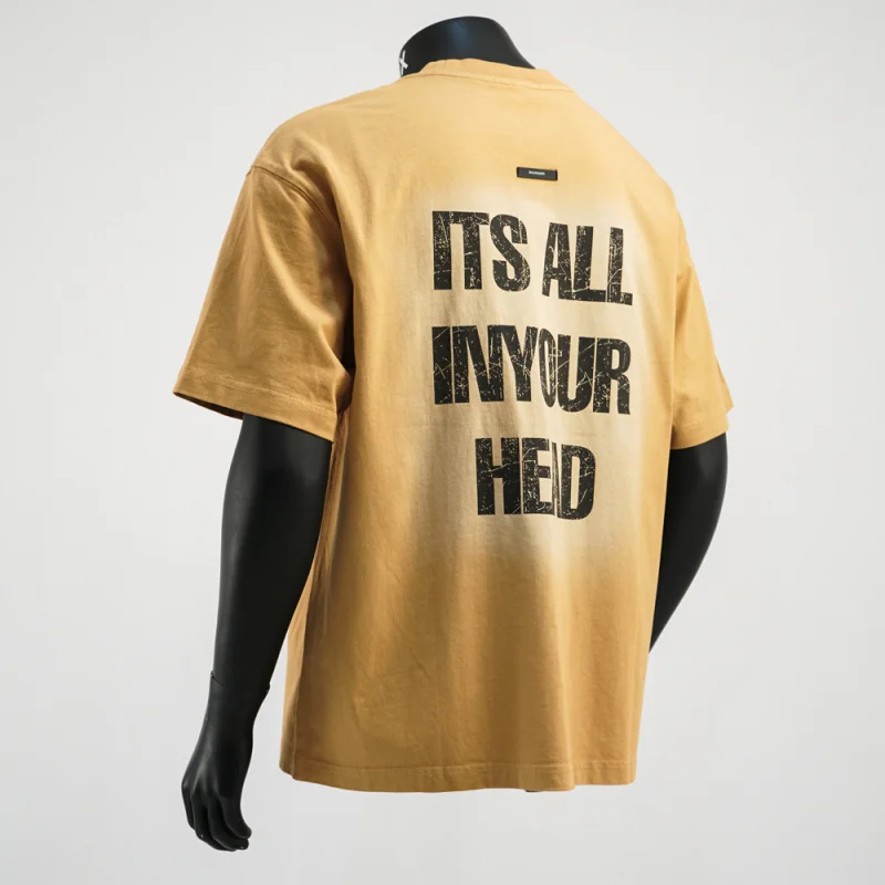 

Высококачественная потертая футболка с принтом для мужской летней уличной моды, свободный и универсальный, тяжелый топ в стиле ретро с короткими рукавами