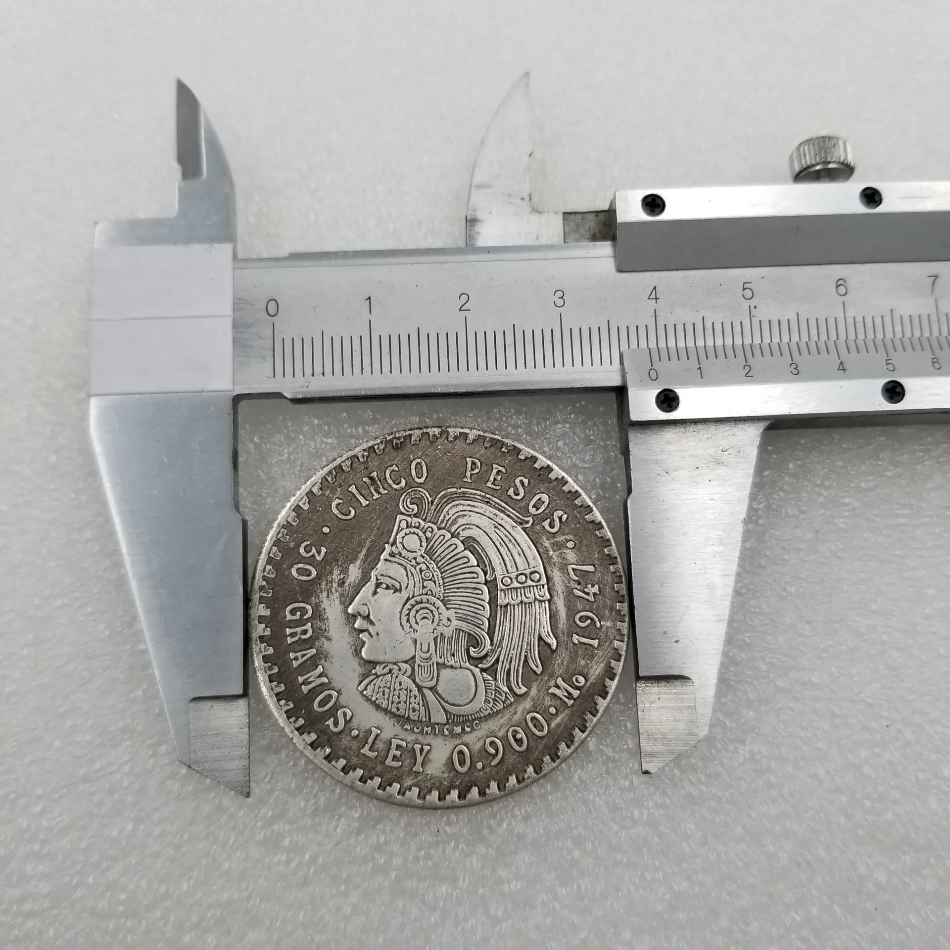 تشكيلة عملات فضية اللون مكونة من 5 بيسو مكسيكية لعام 1947 ، مجموعة زخرفة بتقويم مايا نبوءة ، عملات يدوية ، تذكارات ، حلي #4