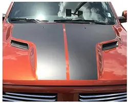 Graphic Hood Decal Wrap  Ram HEMI 5.7 Sport SRT RT Rebel Vinyl Truck Car Graphics Dual Racing Stripes Bright Black