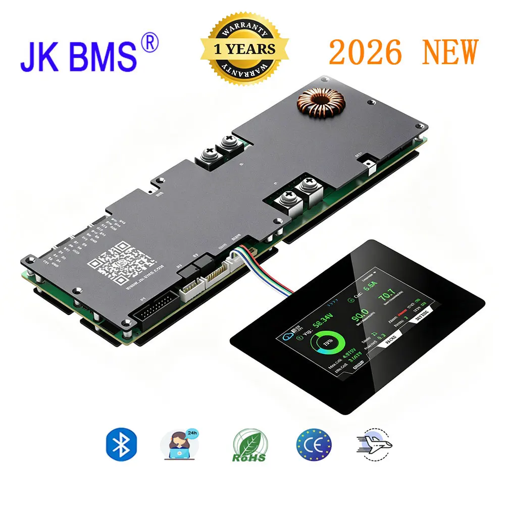 

JK Jikong BMS PB2A16S20P 2A Active Balancer 16S 48V 200A Smart Bluetooth for LiFePO4 Li-ion LTO Energy Storage RV Boat E-bike