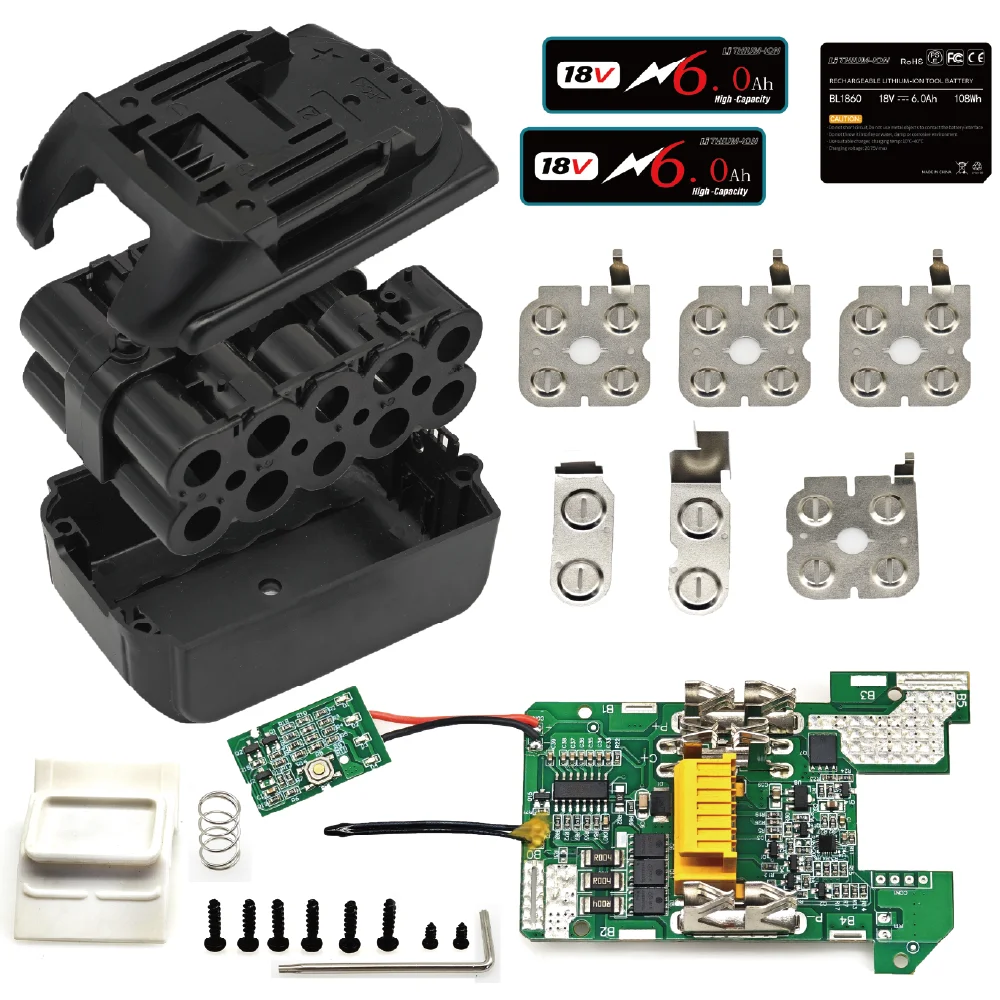 BL1860 For Makita 18V DIY Battery Case with Balancing function BL1860 BL1850 Shell Box With BMS PCB