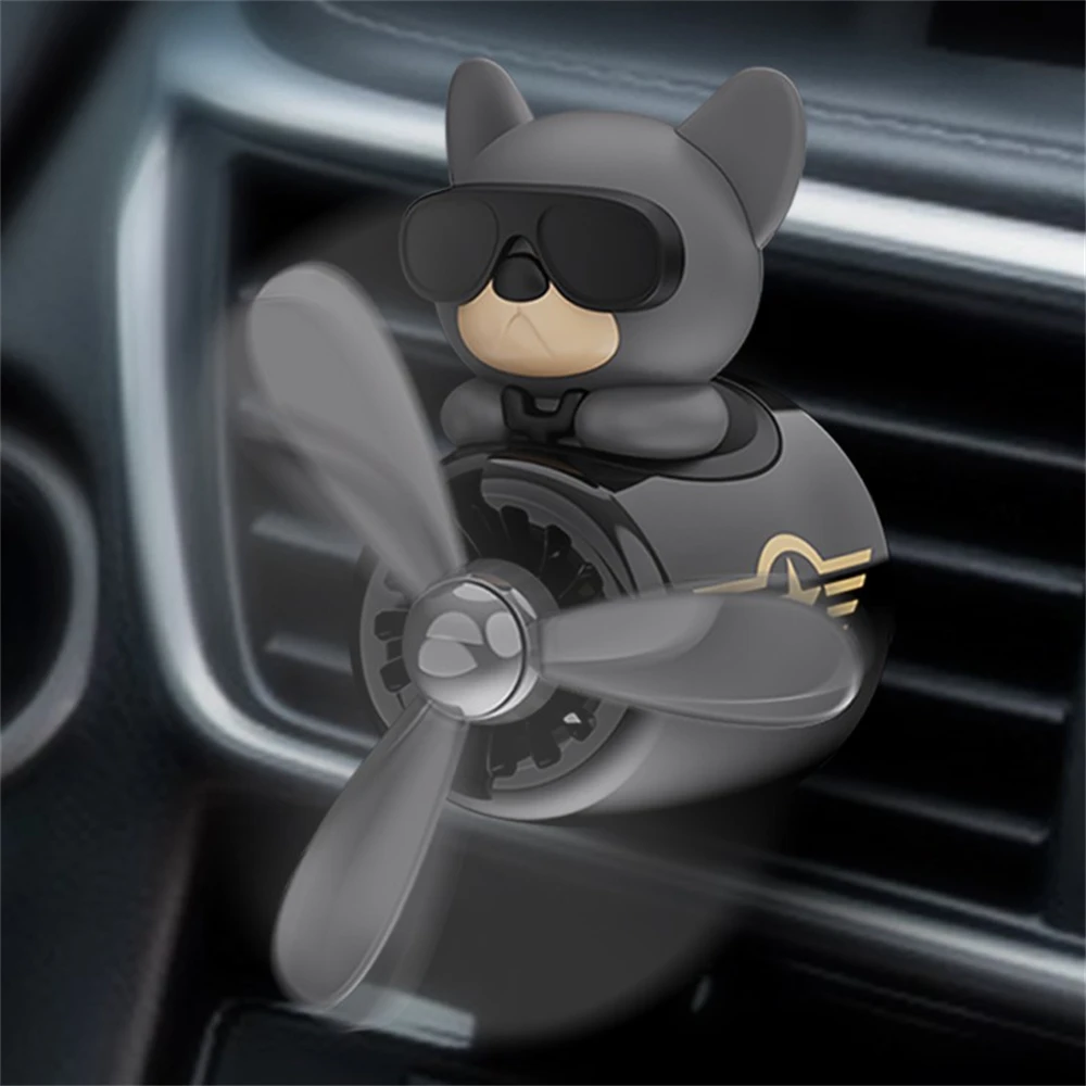 Бульдог автомобиль пилот роскошное украшение автомобиля заправка собаки пропеллер вентиляционное отверстие клипса кукла для автомобиля