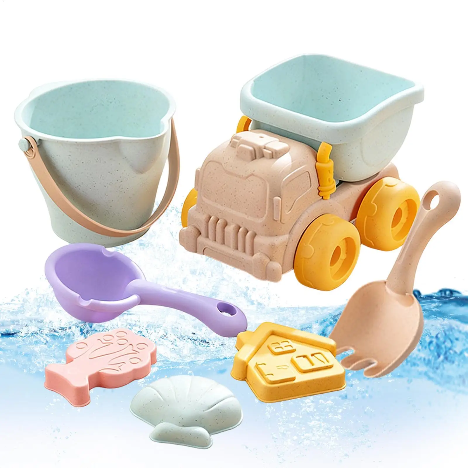 子供用ビーチおもちゃ-面白いポータブル屋外プレイセット-シャベルとバケツ付き-子供用ビーチプレイセット-砂の城おもちゃ-裏庭の遊び場用