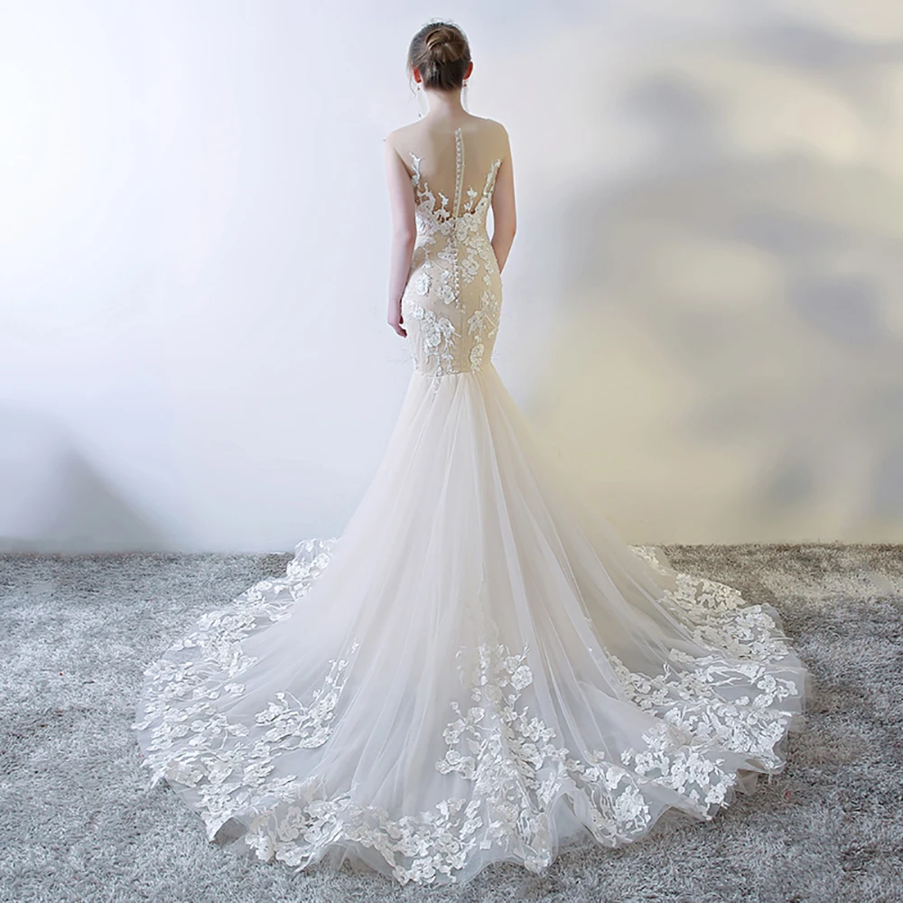 Jancember Unique Square Collar Pleat Lace Mermaid Wedding Dresses Custom Made Bridal Grown 2024 Vestido De Noival Customized