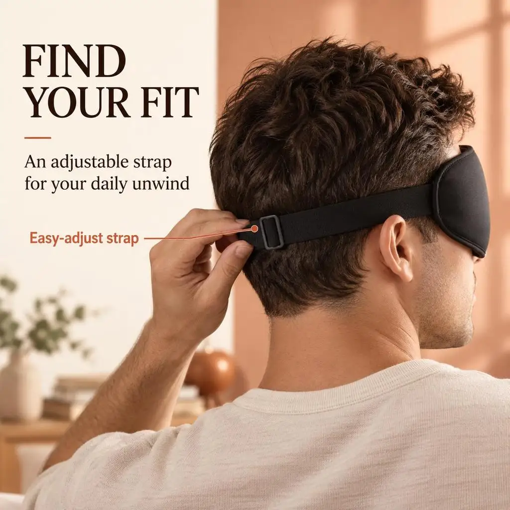 3D Contoured Sleep Eye Mask Soft Padded Zero-Pressure Light Blocking Blindfold for Travel Naps Night Rest view 5