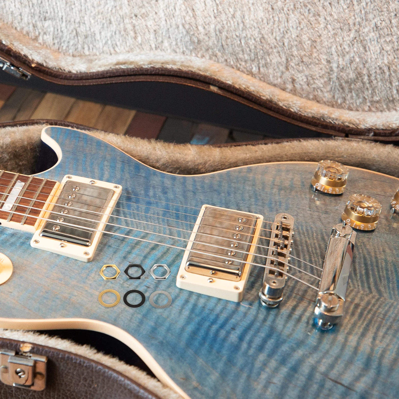 

12 set Guitar Jack Socket Nut Washer Set 9.36Mm Metal Jack Socket Nut For Guitar Bass Accessories Replacement Parts