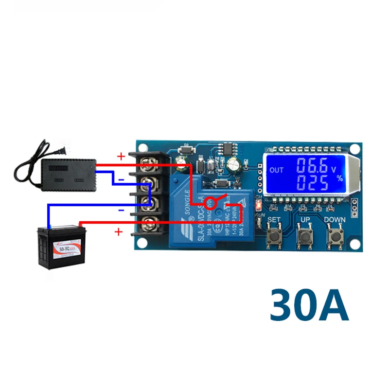 6-60v 30A 10A Lead-acid Solar Battery Charge Controller Protection Board Charger Time Switch 12v 24v 36v 48v Battery Capacity